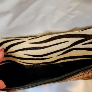 Animal zebra print leather shoulder bag